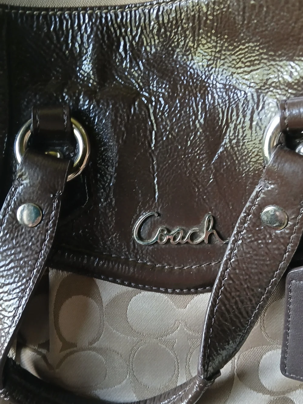 Coach Signature Canvas Tote in Beige and Brown